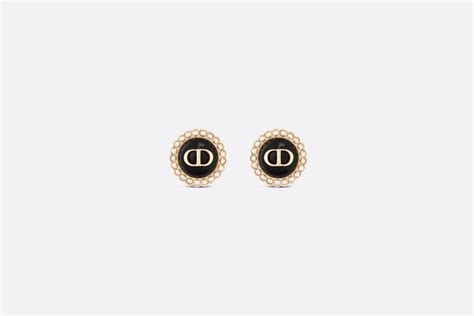 dior silver finish stud earrings